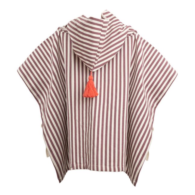 Organic Cotton Striped Poncho | Ecru