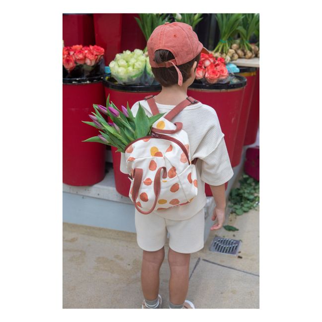 Organic Cotton Backpack with Eggs Print | Ecru