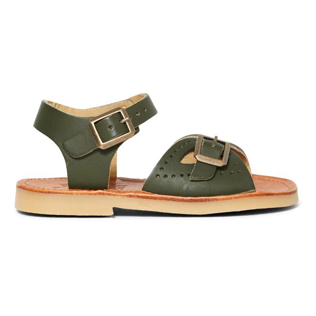 Pearl Leather Sandals | Verde oliva