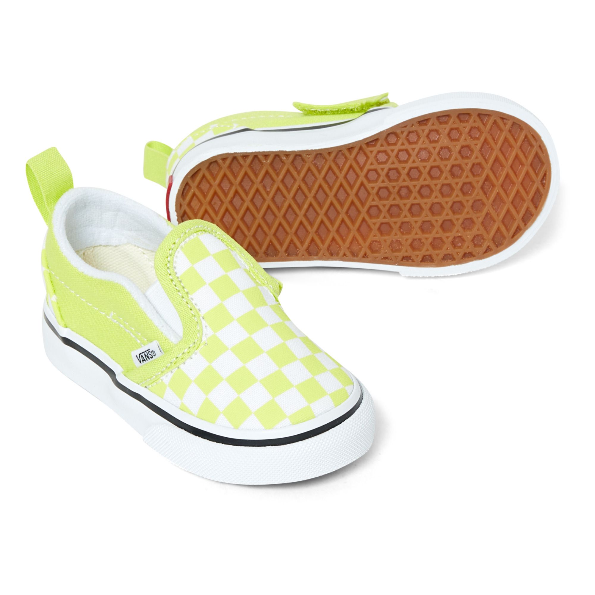 Vans Baskets Slip On Damier Vert anis Smallable