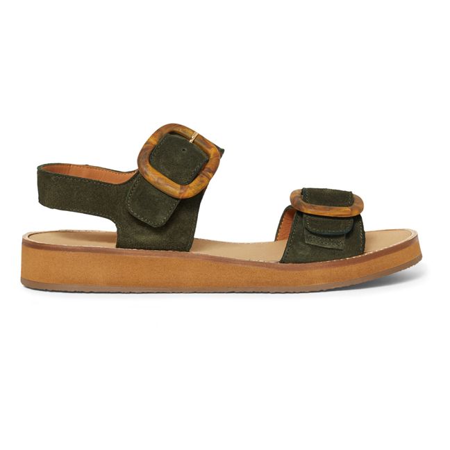 Sandales Betty-Mic Daim | Vert kaki