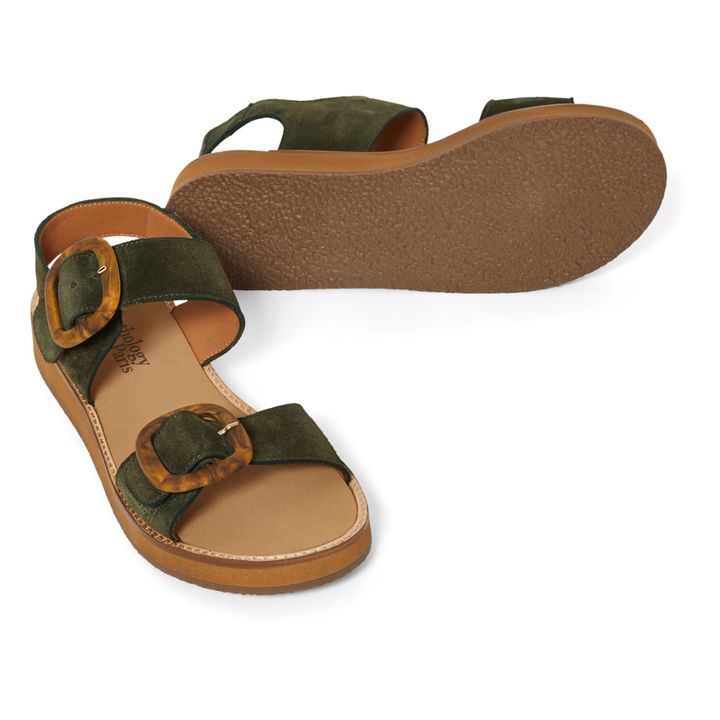 Betty-Mic Suede Sandals | Verde militare- Immagine del prodotto n°1