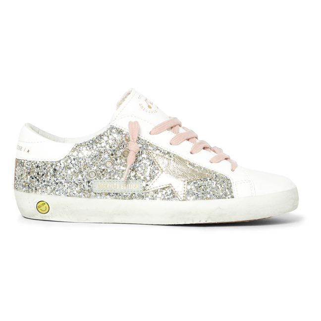 Bonpoint x Golden Goose - High-Top Laces Glitter Sneakers | Argento