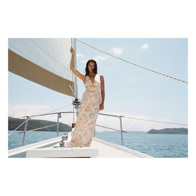 Robe Vacation Fleurie | Ecru