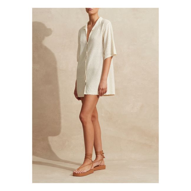 Vestido de pointelle de algodón orgánico | Blanco
