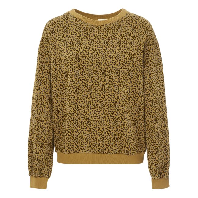Sweatshirt Bio-Baumwolle Leopard Marine - Damenkollektion  | Karamel