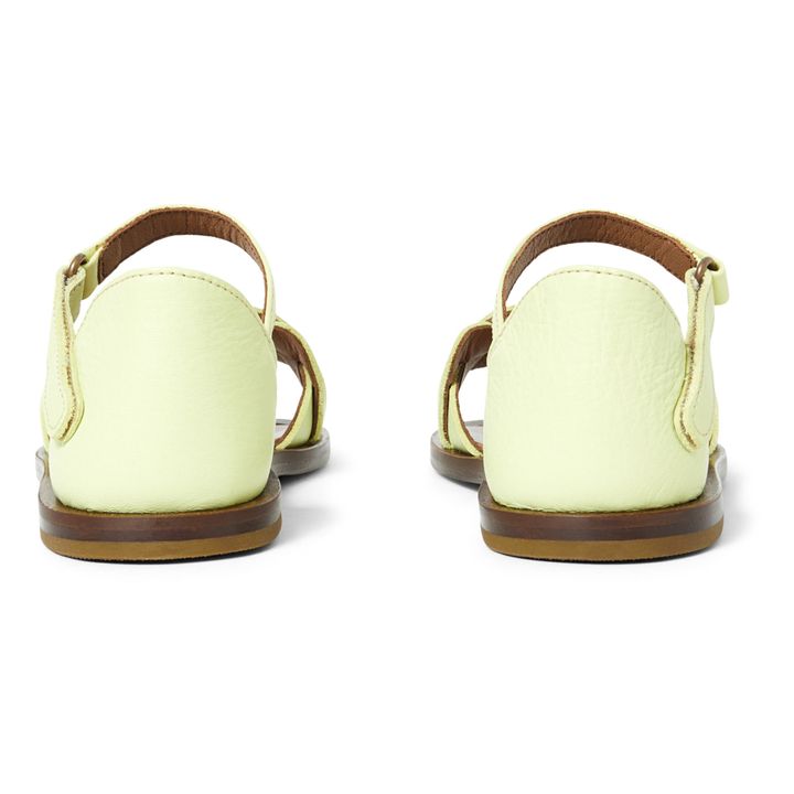 Embroidered Velcro Fastening Sandals | Verde amarillo- Imagen del producto n°2