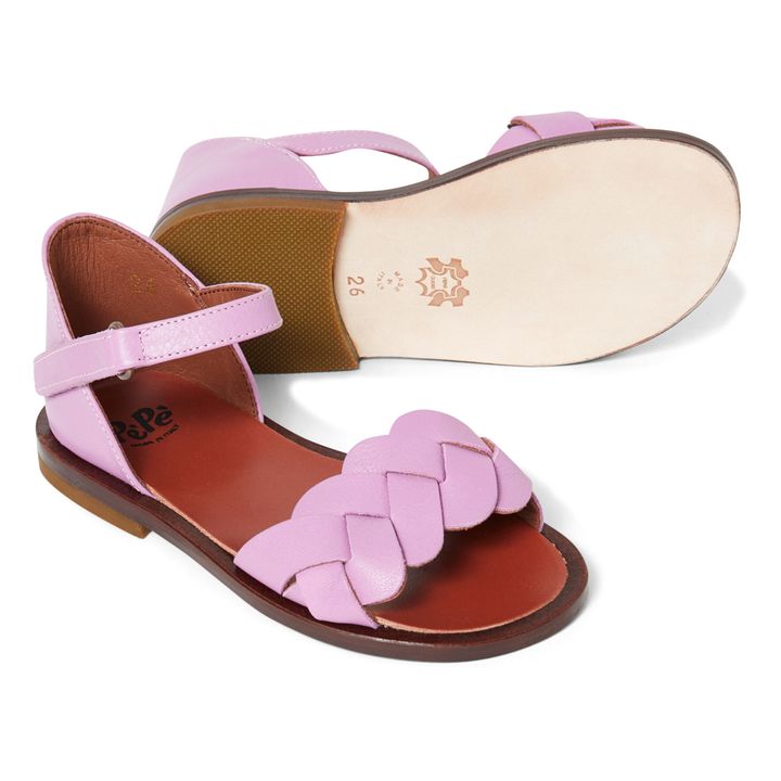 Embroidered Velcro Fastening Sandals | Purple- Product image n°1