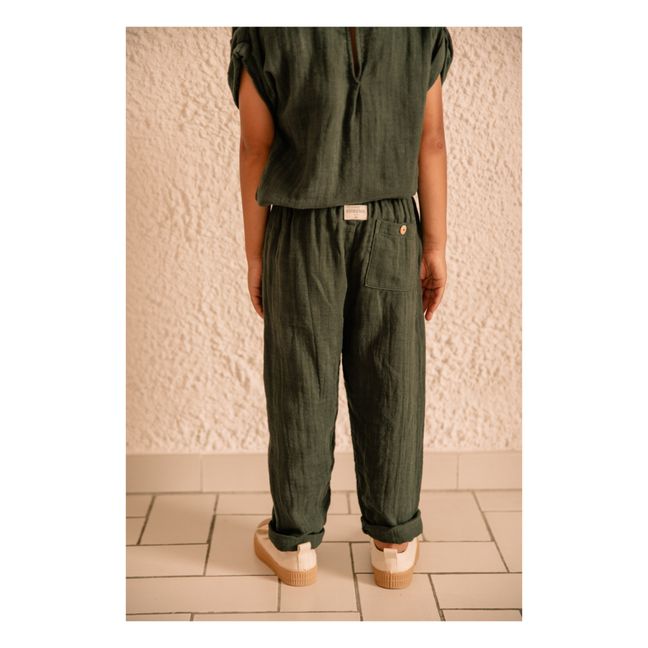 Cousin Cotton Gauze Pants | Dark green