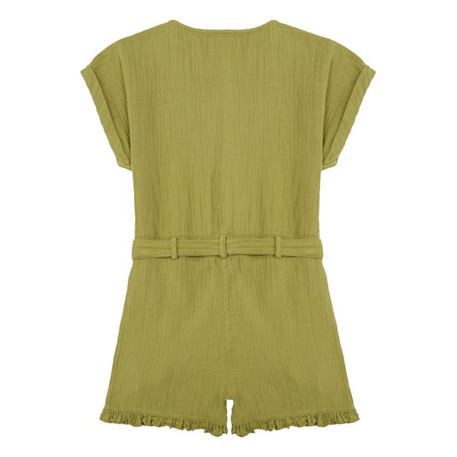 Martha Cotton Gauze Playsuit | Verde oliva