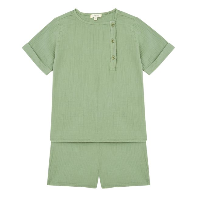 Marceau  Cotton Gauze Pajamas Top + Shorts | Salvia