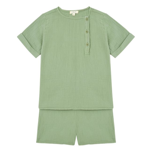 Pyjama Top + Short Gaze de Coton Marceau | Sauge