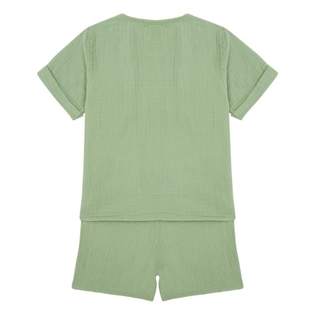 Marceau  Cotton Gauze Pajamas Top + Shorts | Salbei
