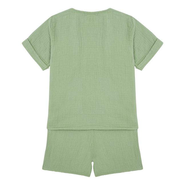 Pyjama Top + Short Gaze de Coton Marceau | Sauge
