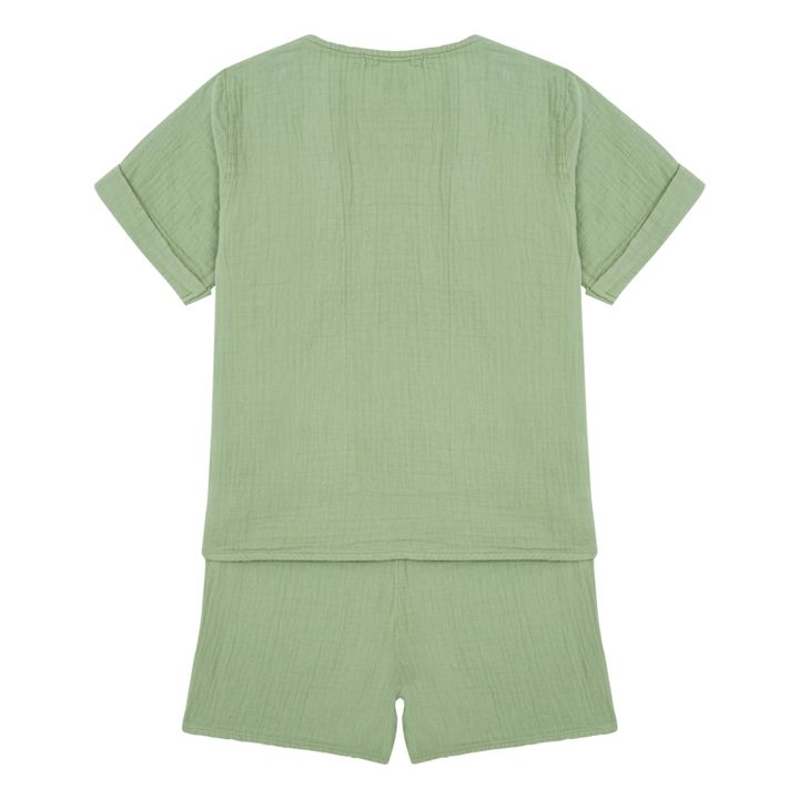 Pijama Top + Pantalón corto de algodón Marceau | Salvia- Imagen del producto n°2