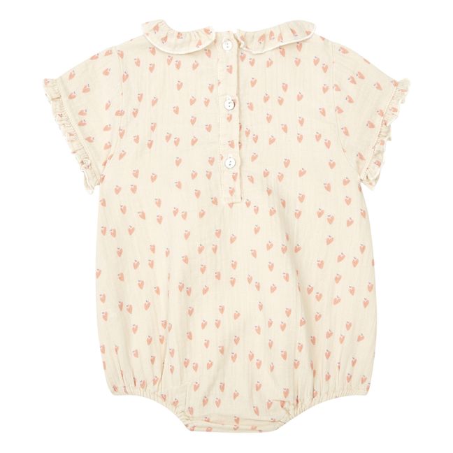 Cherry Hearts Cotton Gauze Romper | Ecru