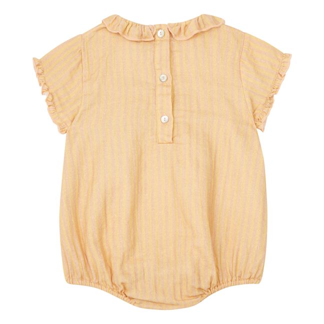 Organic Cotton Gauze Cherry Romper | Giallo chiaro