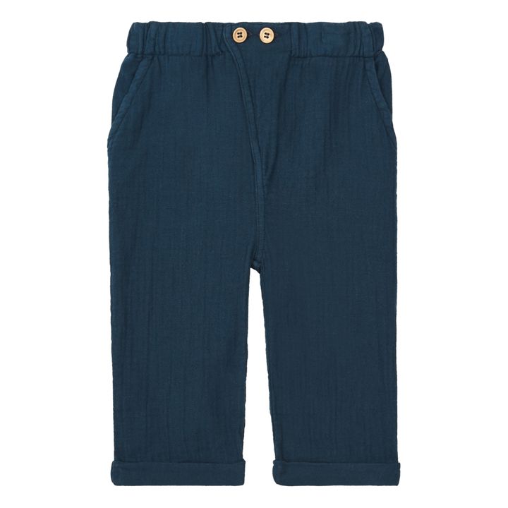 Marlito Cotton Gauze Pants | Blu marino- Immagine del prodotto n°0