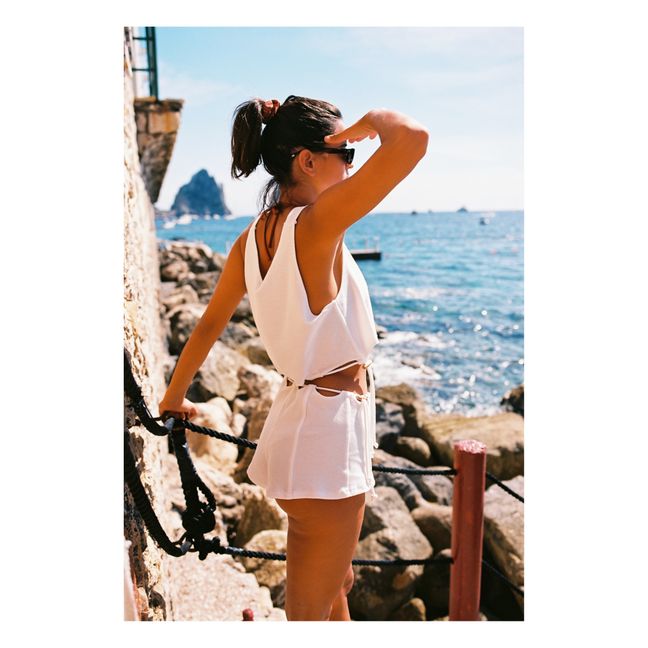 Costa Cropped Terry Cloth Top | Blanco