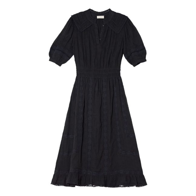 Coletta Embroidered Midi Dress | Black