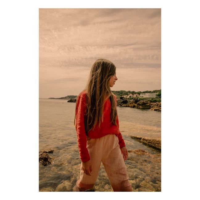 Pantalón de algodón a rayas | Naranja