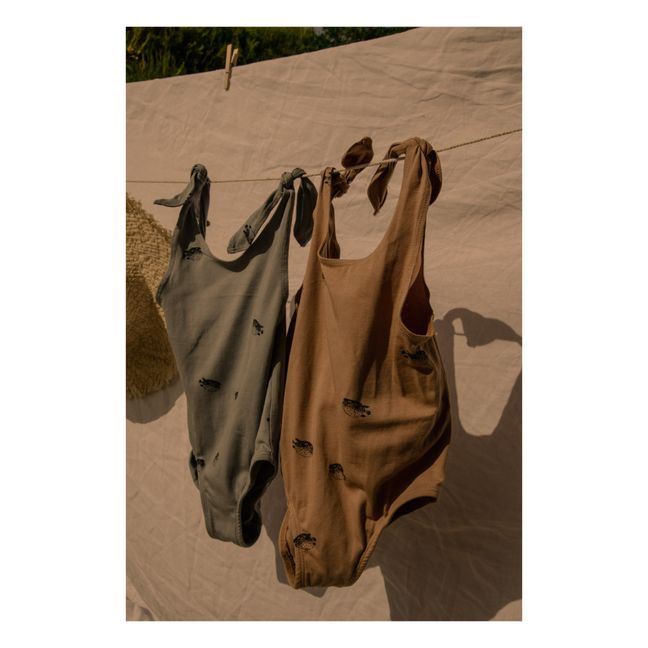 Maillot de bain Une Pièce Roberta en Jersey Imprimé Poisson | Bleu gris