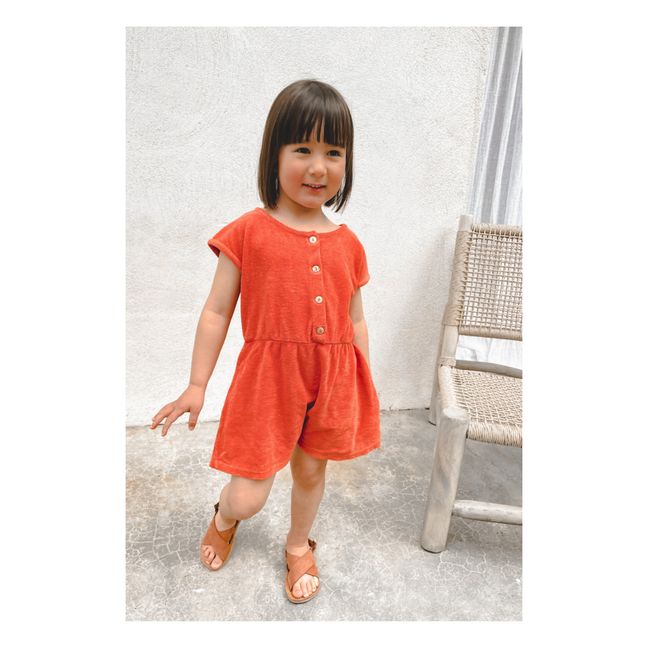 Loulou Combishort in organic cotton and terry cloth | Orange