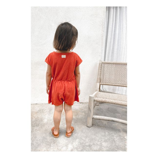 Loulou Combishort in organic cotton and terry cloth | Orange