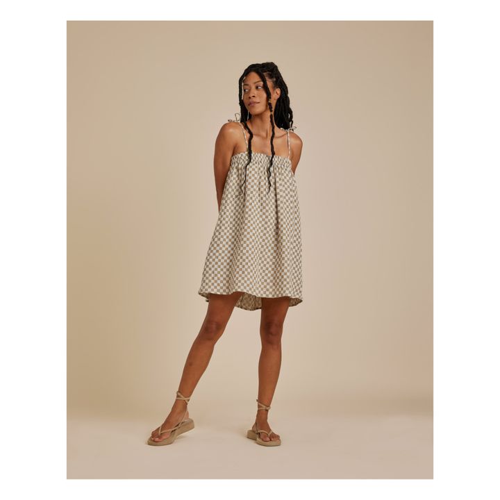 Sahara Check Dress | Ecru- Immagine del prodotto n°1