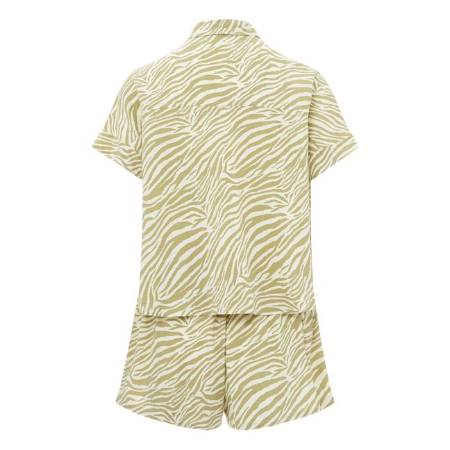 Zebra Print Linen Blouse + Shorts | Yellow