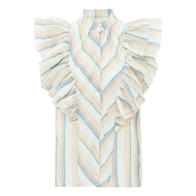 Blusa Iris Rayas Bambula | Crudo