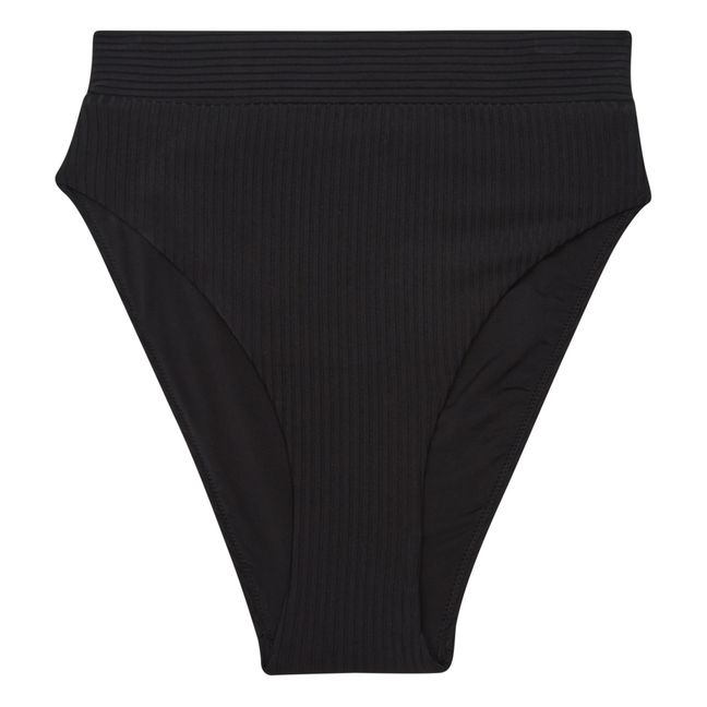 Alia Ribbed Bikini Bottoms | Schwarz