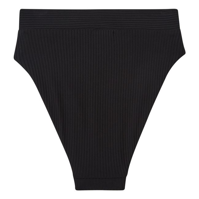 Alia Ribbed Bikini Bottoms | Schwarz