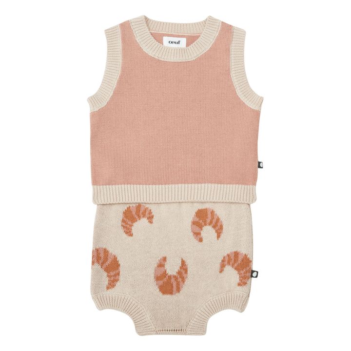 Knitted Top + Bloomer Set with Croissant Print | Rosa Palo- Imagen del producto n°0