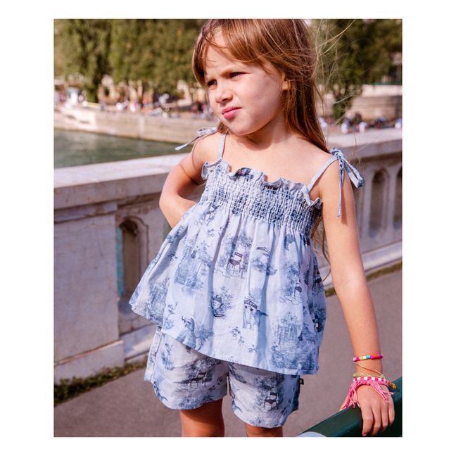 Toile de Jouy Print Short + Top Set | Azul