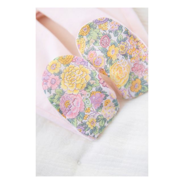 Exclusive Liberty Print Hand Embroidered Smocked Collar Footed Pyjamas | Rosa chiaro