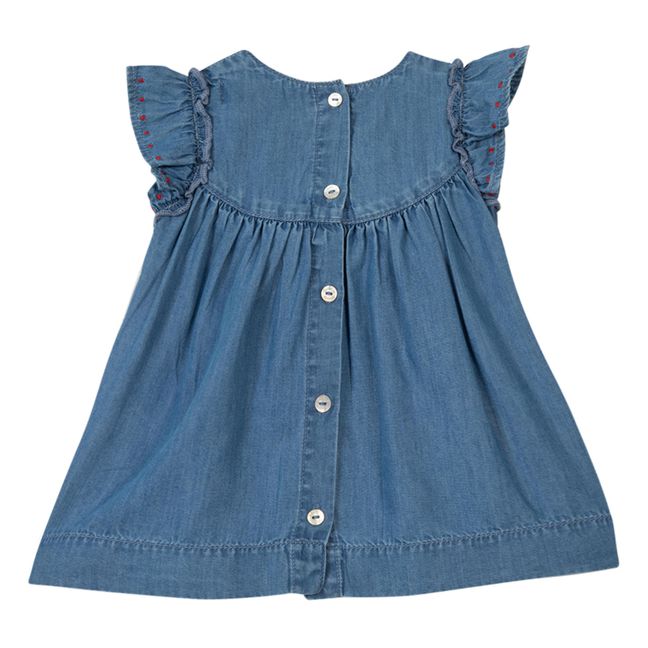 Vestido bordado con florecitas | Azul