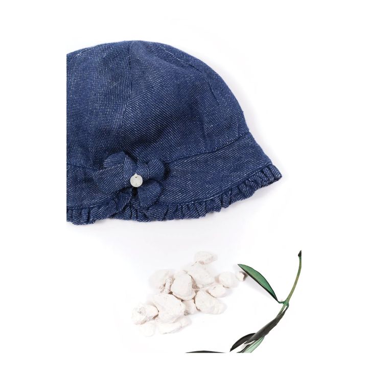 Cappello in lino con fiocco | Blu- Immagine del prodotto n°1