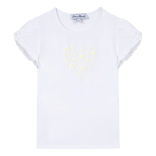 T-Shirt Volants Cœur Fleuri | Ecru