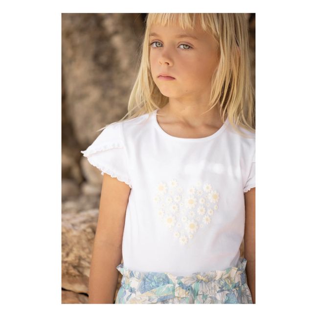 Camiseta floreada con volantes Corazón | Crudo
