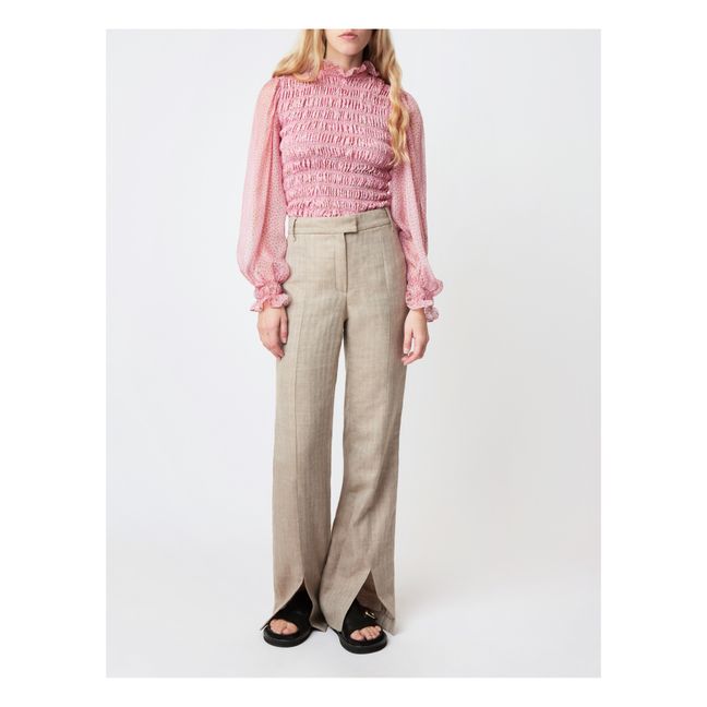Island Chevron Wool and Linen Pants | Beige