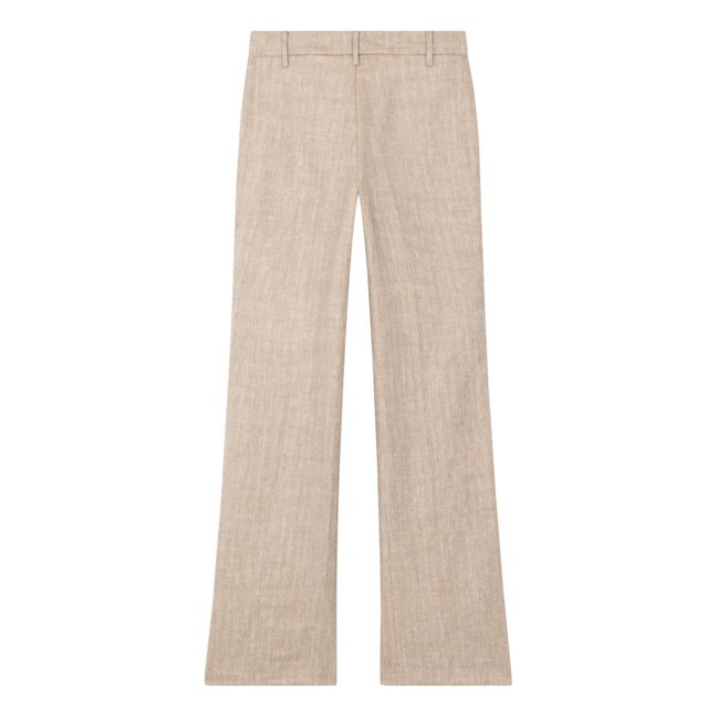 Island Chevron Wool and Linen Pants | Beige