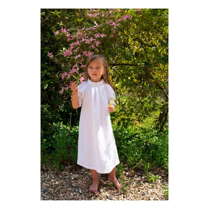Exquisite Double Organic Cotton Gauze Nightgown | Blanco- Imagen del producto n°1