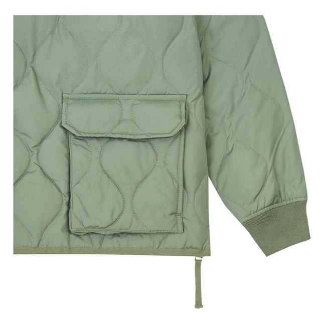 Einziehbare Steppjacke Military | Blasses Grün