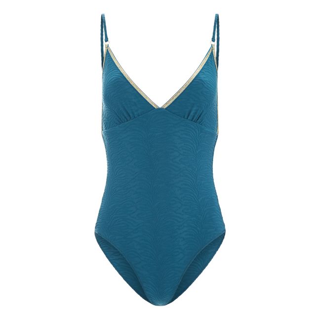 Gilda Zebra One-piece Swimsuit | Petrol blue