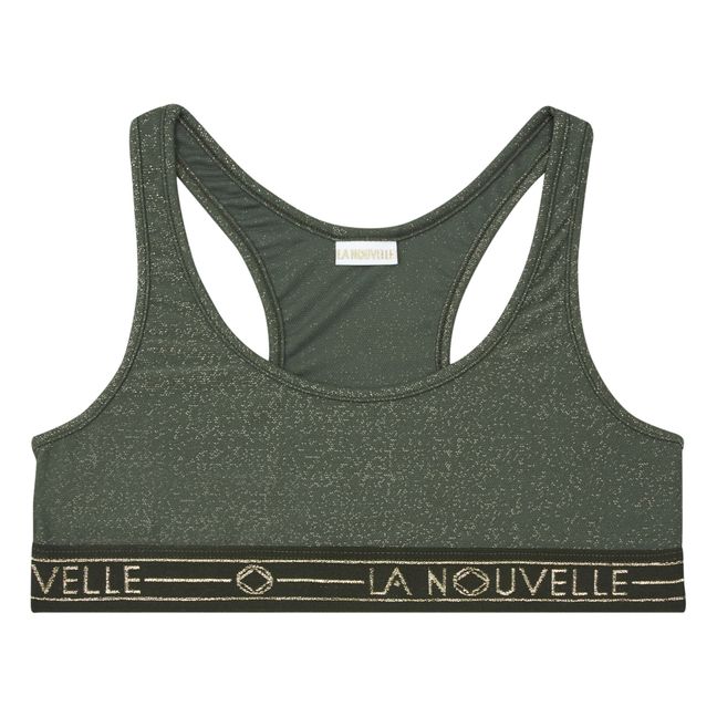 Alma Metallic Sports Bra | Khaki