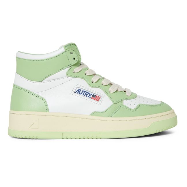 Medalist Mid-Top Leather Two-Tone Sneakers | Pale green