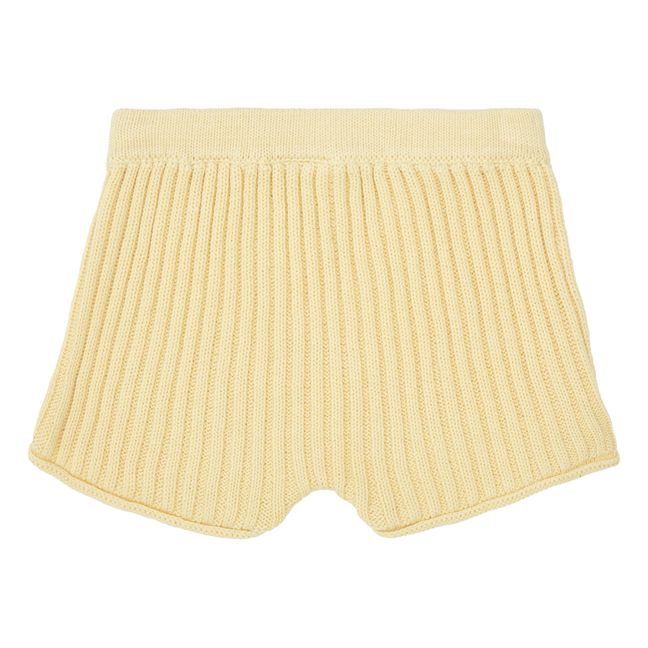 Organic Cotton Rib Knit Shorts | Yellow