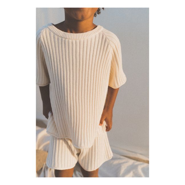 Organic Cotton Rib Knit Shorts | Cremefarben