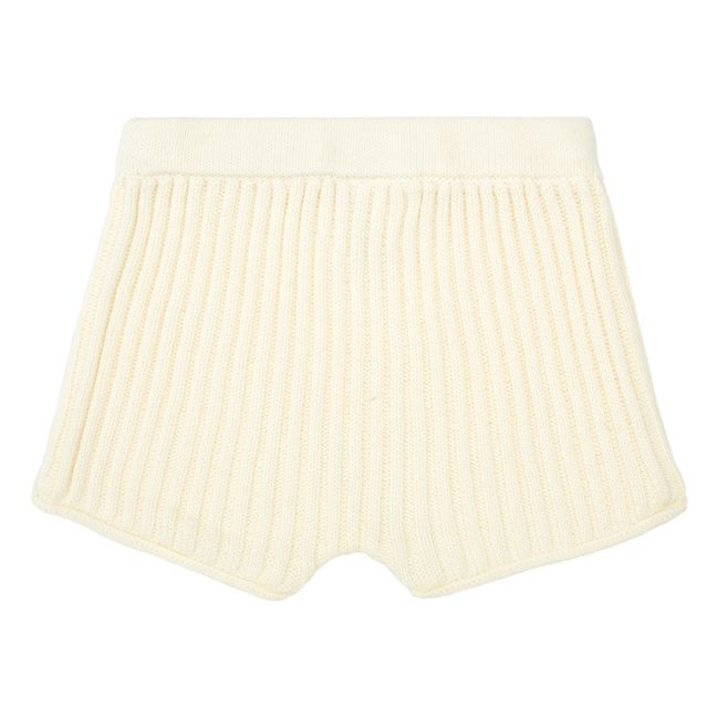 Organic Cotton Rib Knit Shorts | Cream